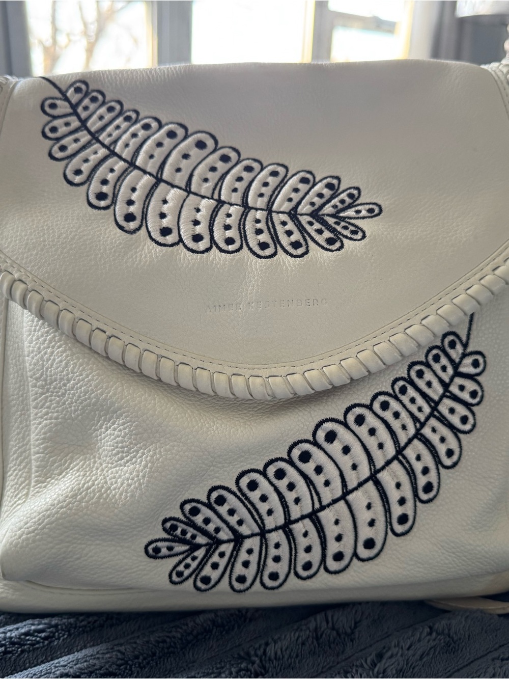 Aimee Kestenberg White Embroidered Leather Shoulder Bag